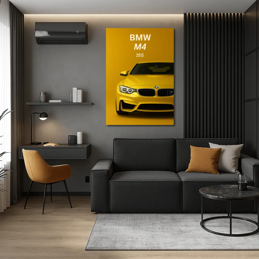 BMW M4 2015 Yellow Sports Car Art – Wall Art