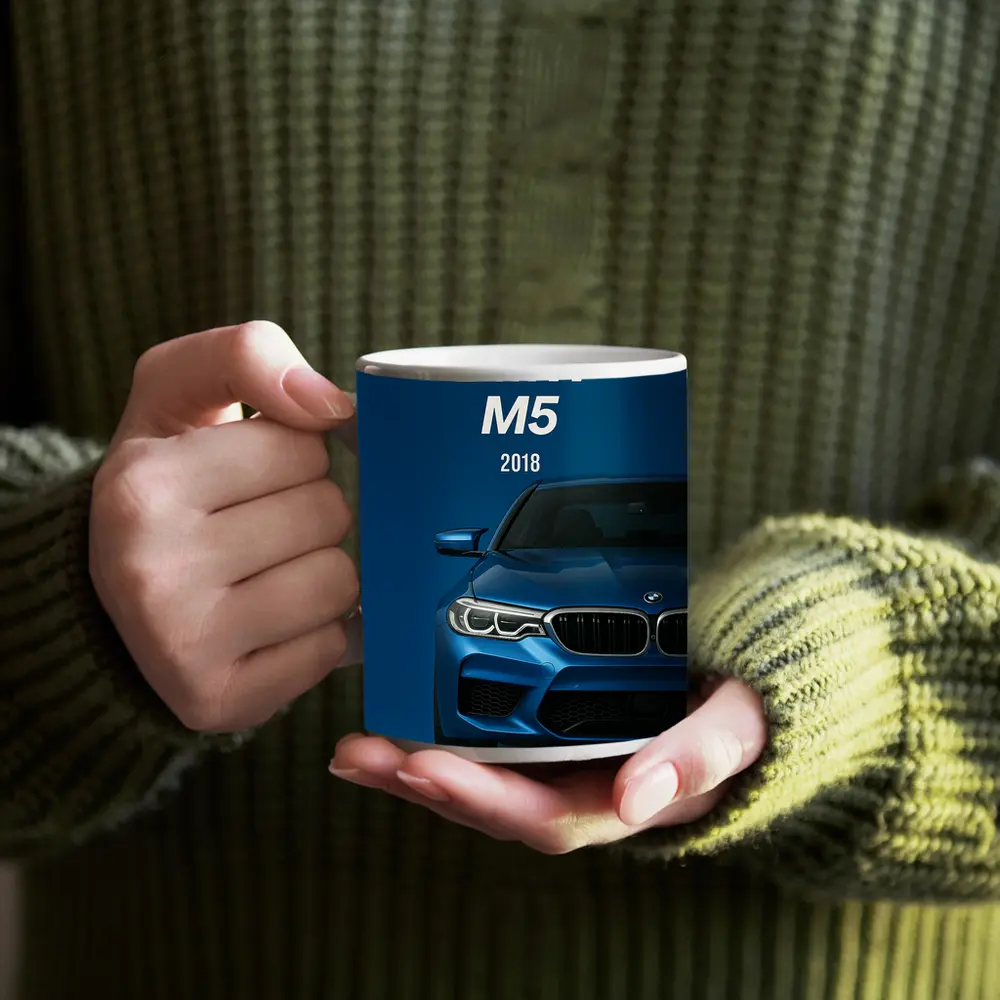 BMW M5 2018 Blue Front View – Mugs