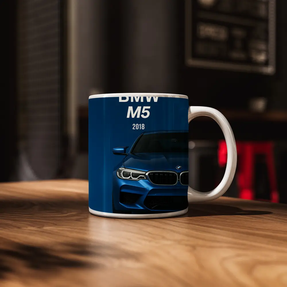 BMW M5 2018 Blue Front View – Mugs