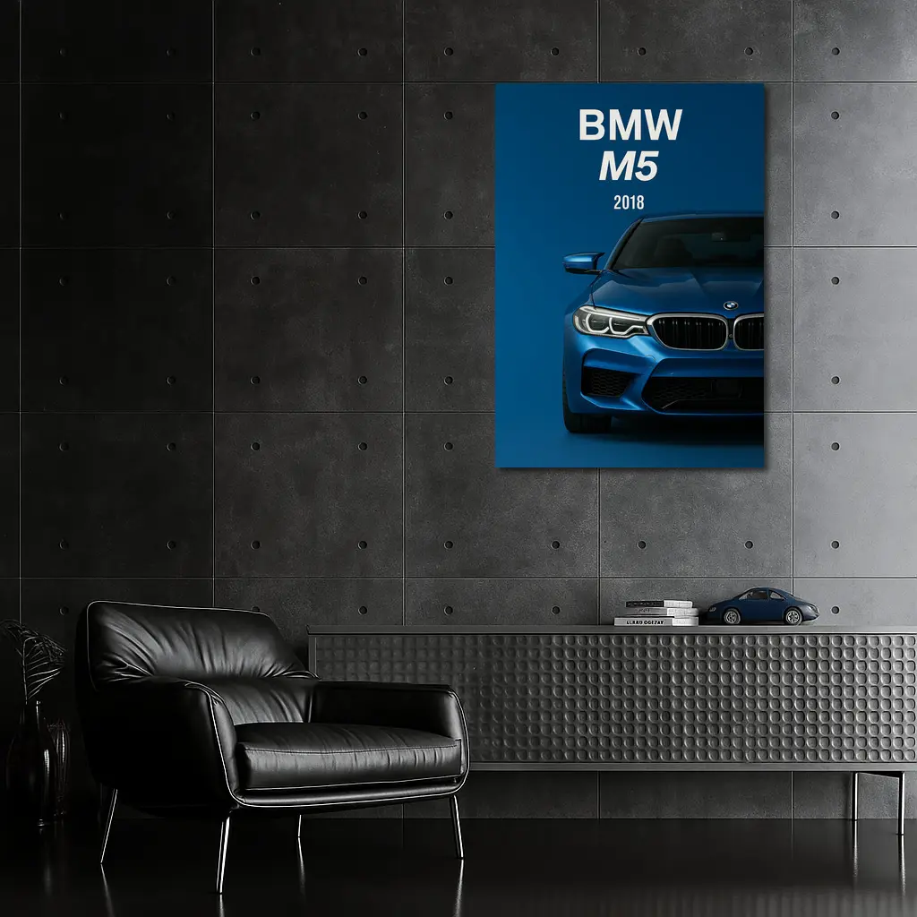 BMW M5 2018 Blue Front View – Wall Art