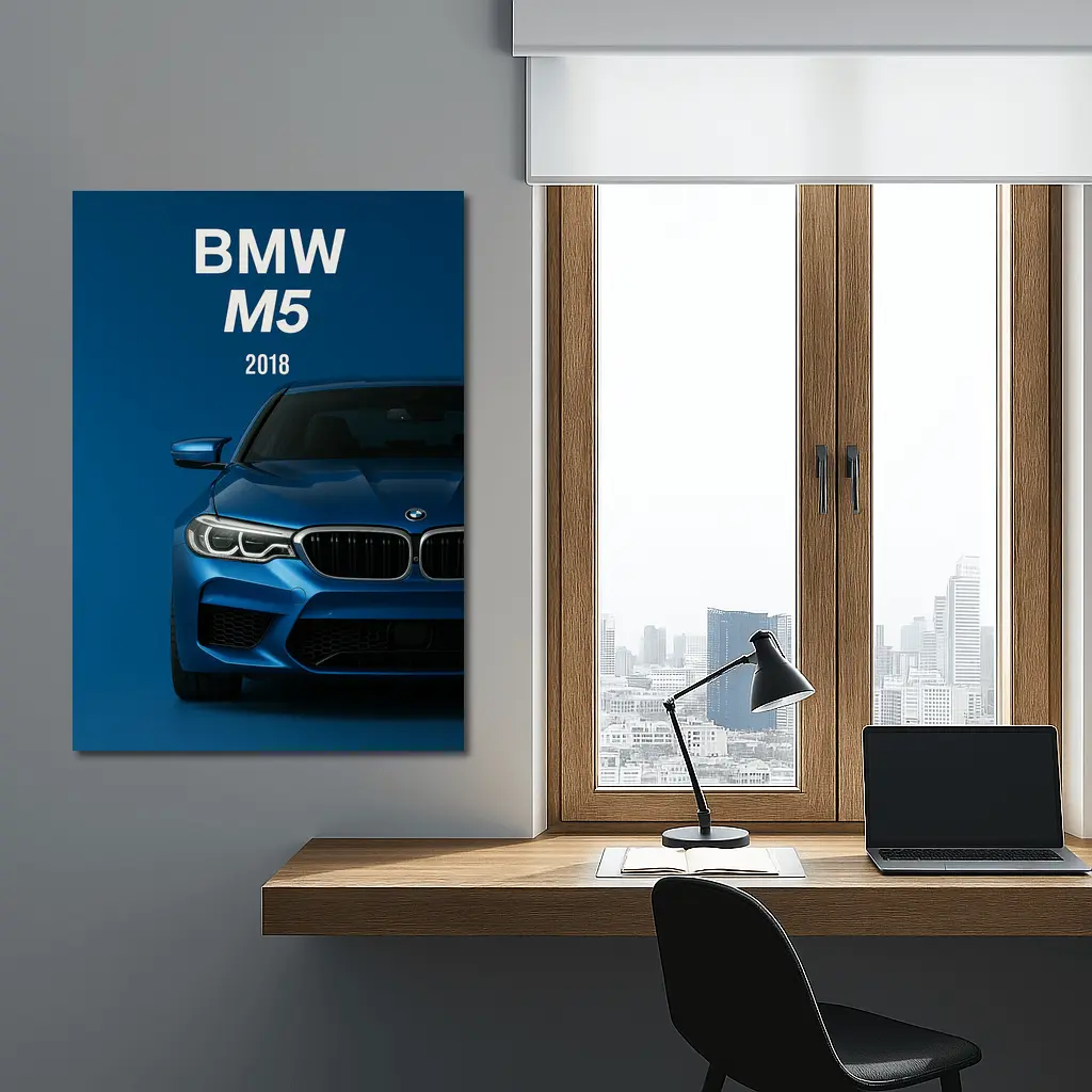 BMW M5 2018 Blue Front View – Wall Art