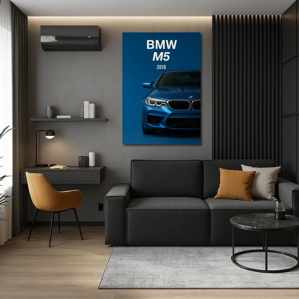 BMW M5 2018 Blue Front View – Wall Art