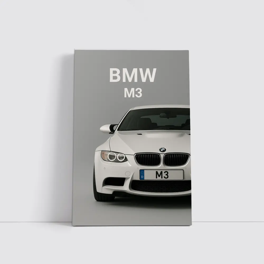 BMW M3 White Car Front View – Wall Art