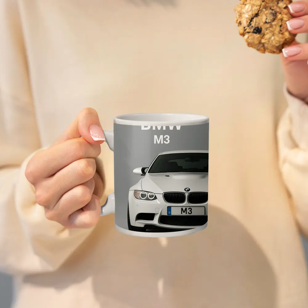 BMW M3 White Car Front View – Mugs