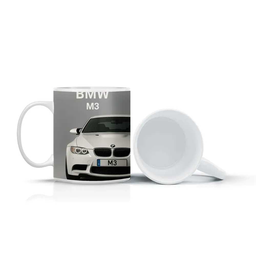 BMW M3 White Car Front View – Mugs
