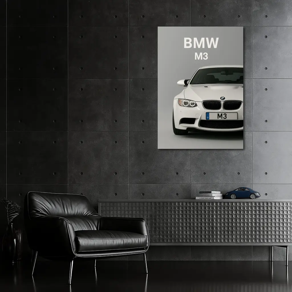BMW M3 White Car Front View – Wall Art