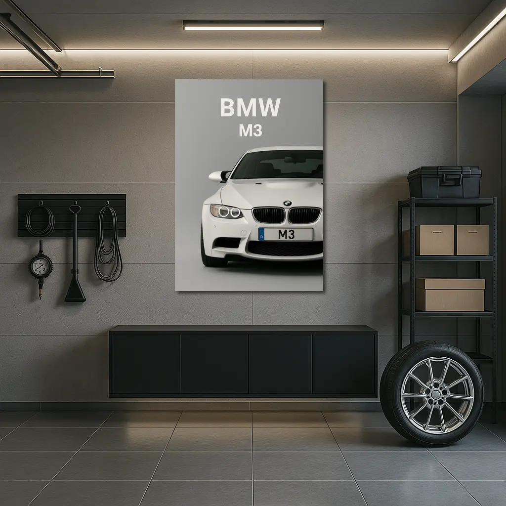 BMW M3 White Car Front View – Wall Art