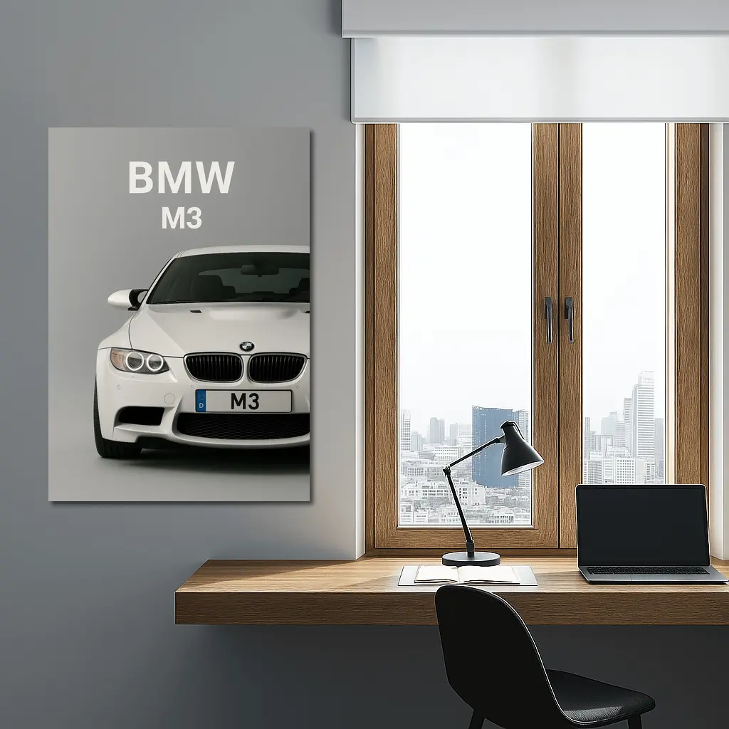 BMW M3 White Car Front View – Wall Art