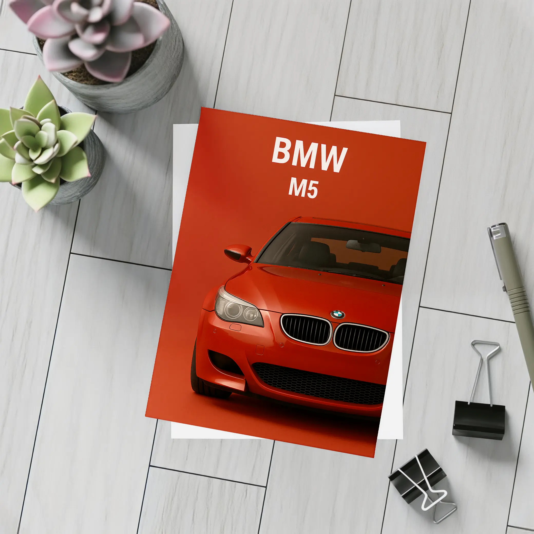 BMW M5 Red Car Front View – Postcards