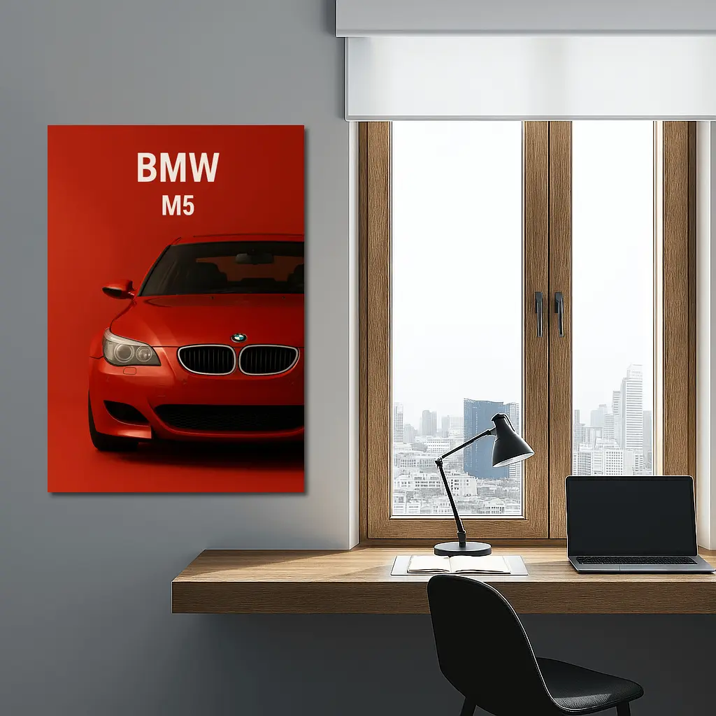 BMW M5 Red Car Front View – Wall Art
