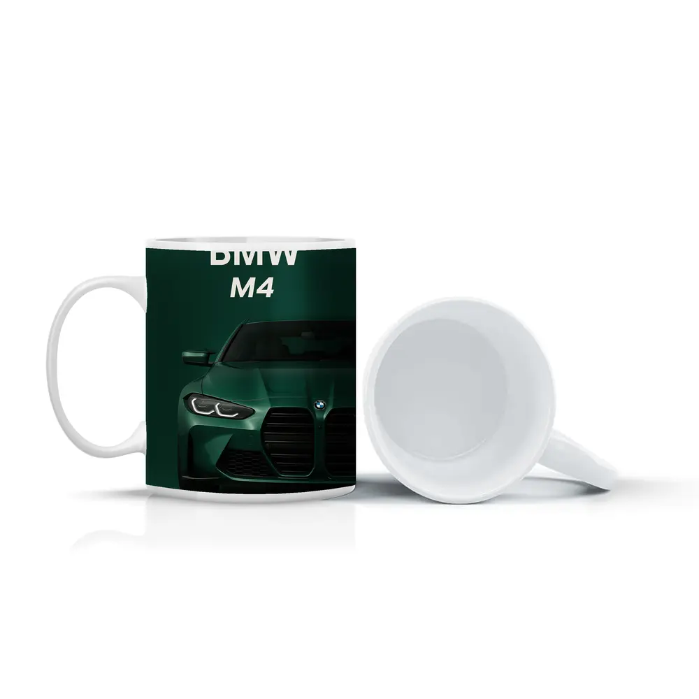 BMW M4 Green Front View Dark Background – Mugs