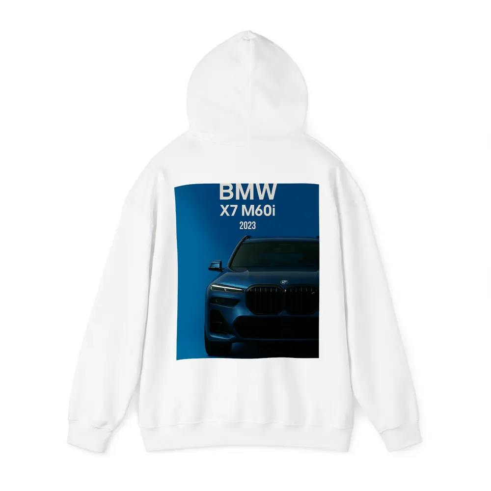 BMW X7 M60i Blue Studio Front View – Hoodies