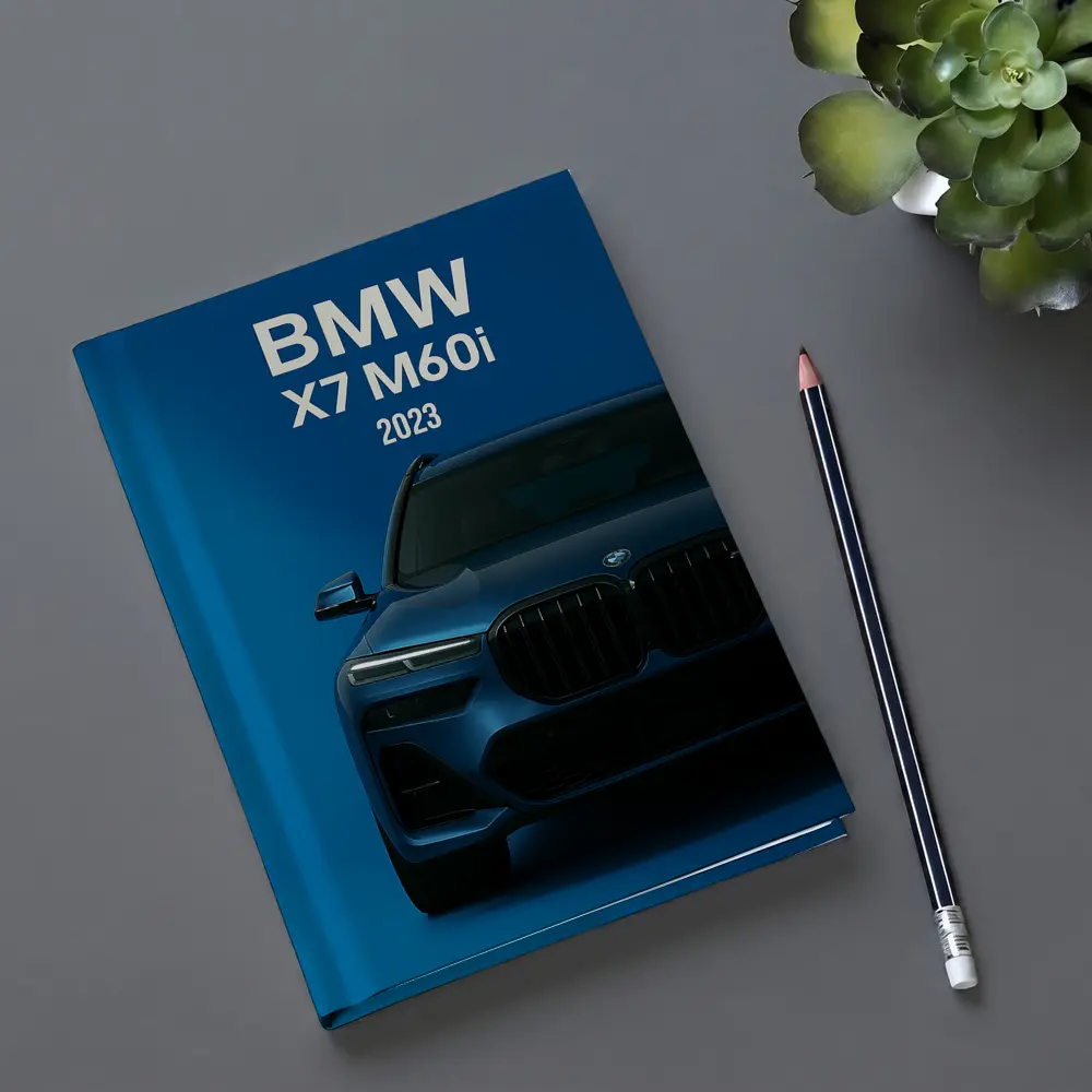 BMW X7 M60i Blue Studio Front View – Notebooks