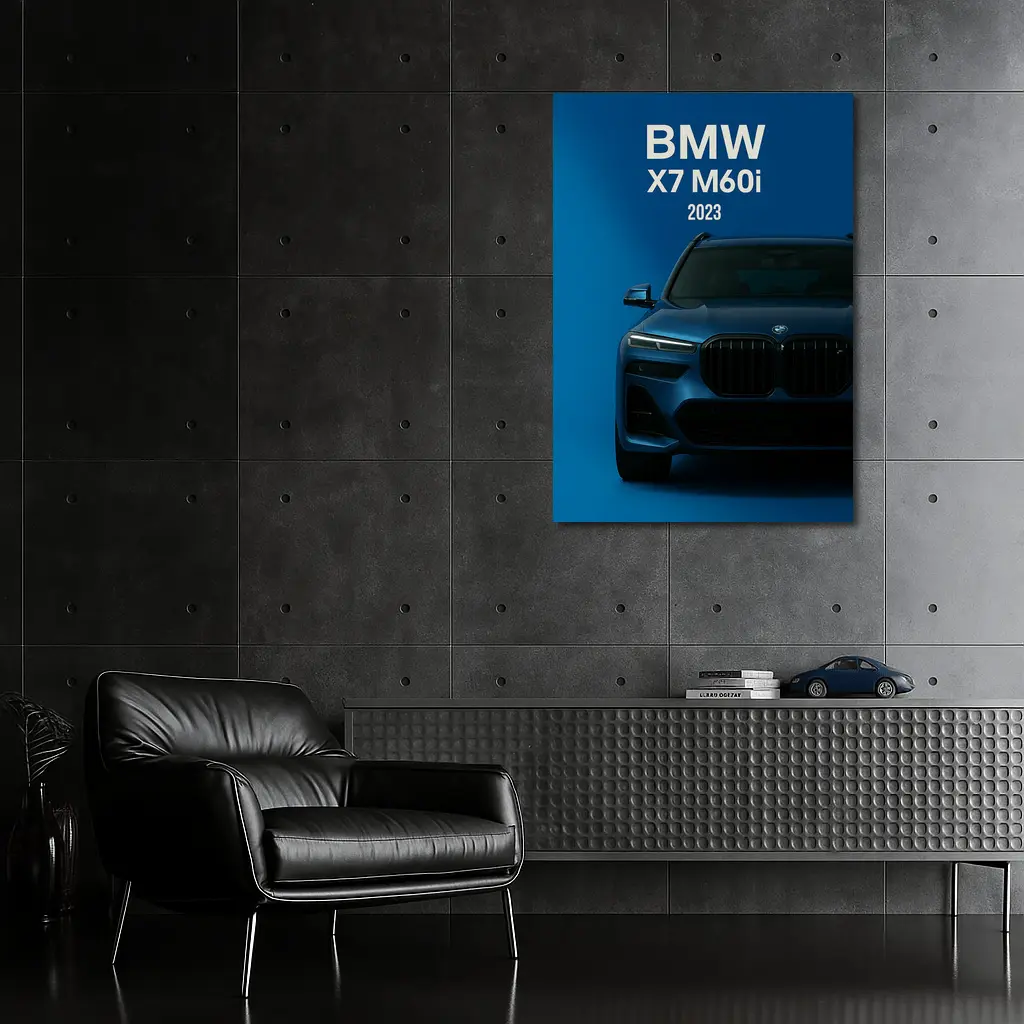 BMW X7 M60i Blue Studio Front View – Wall Art