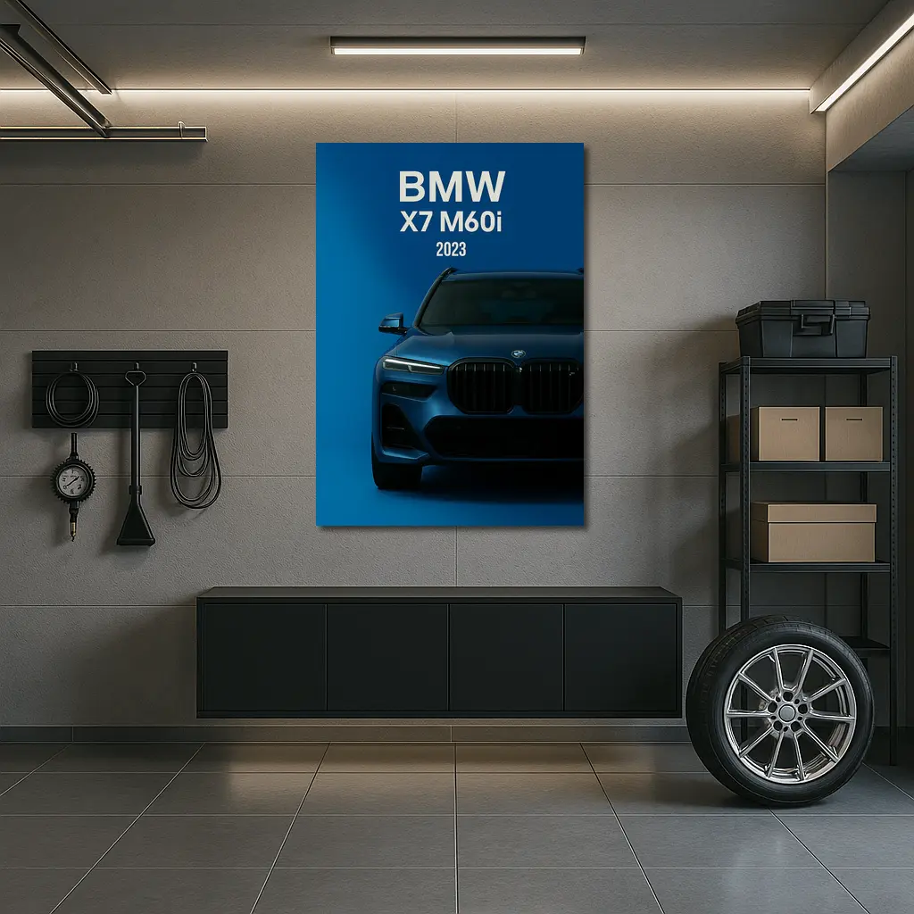 BMW X7 M60i Blue Studio Front View – Wall Art