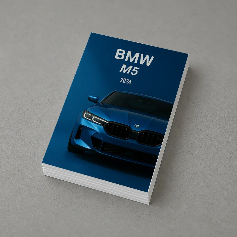 BMW M5 2024 Blue Front View – Postcards