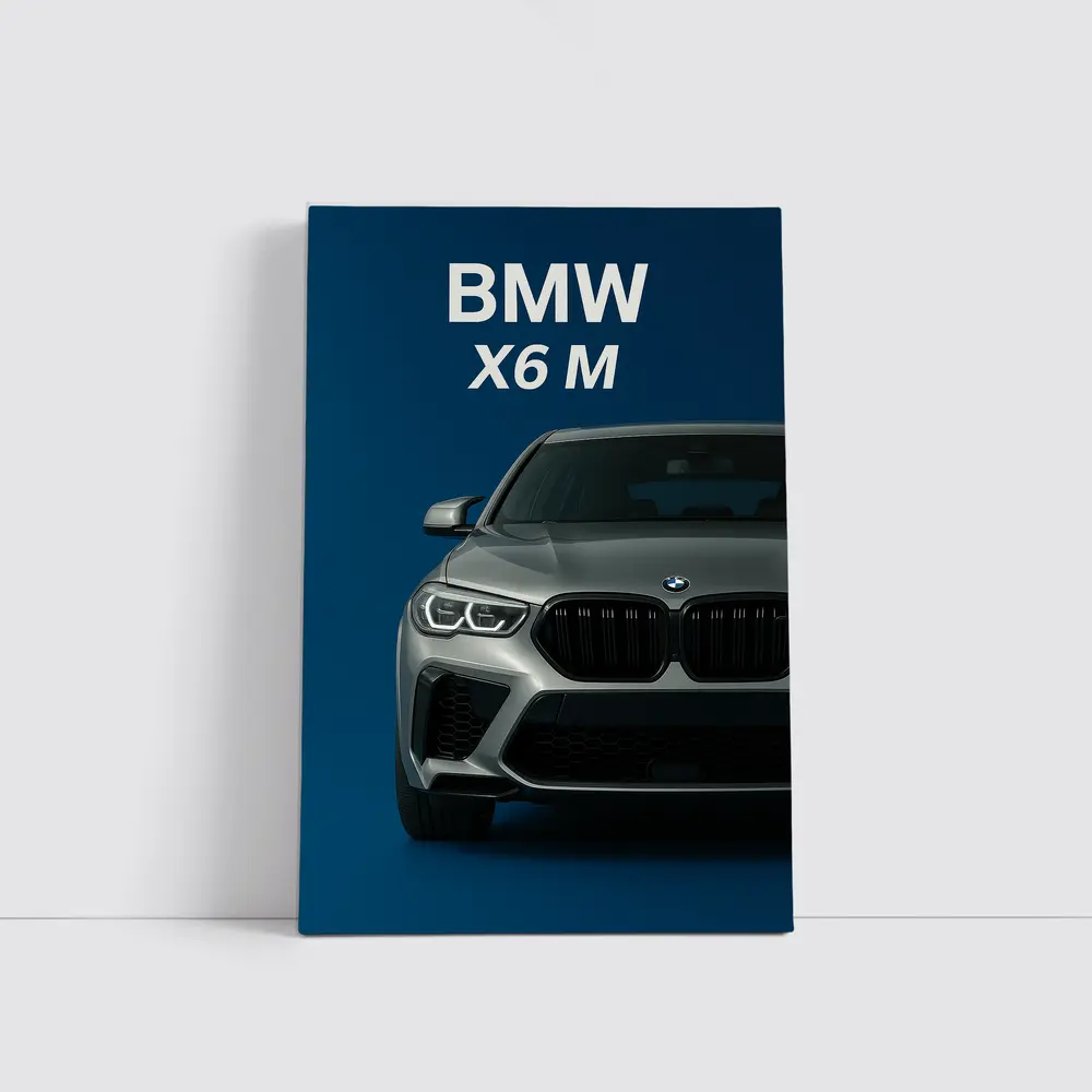 BMW X6 M Front View Blue Background – Wall Art