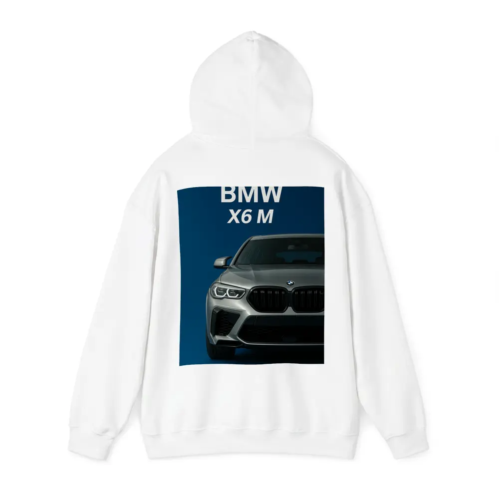 BMW X6 M Front View Blue Background – Hoodies