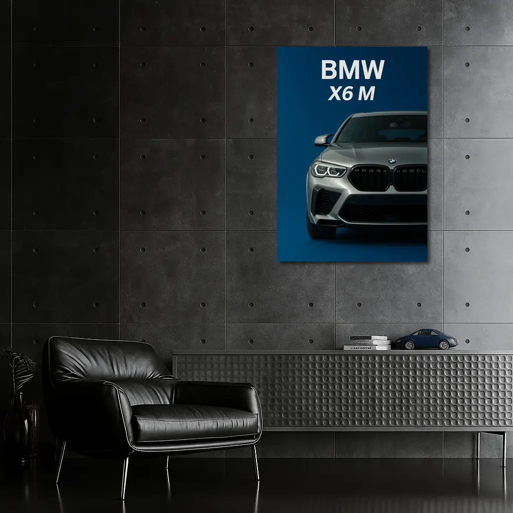 BMW X6 M Front View Blue Background – Wall Art