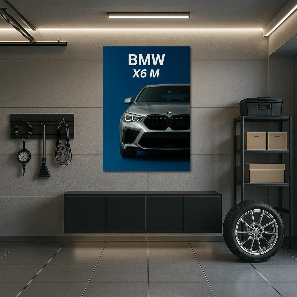 BMW X6 M Front View Blue Background – Wall Art