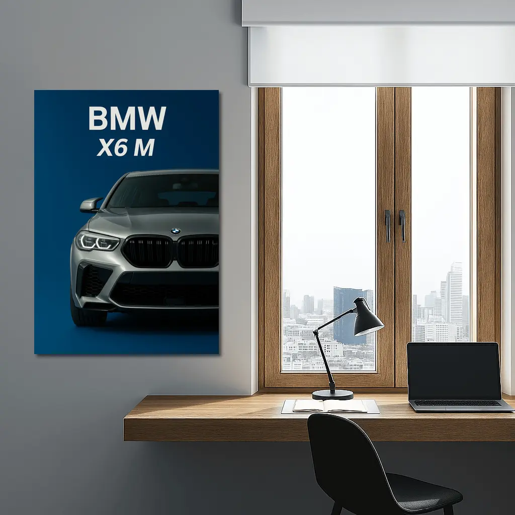 BMW X6 M Front View Blue Background – Wall Art