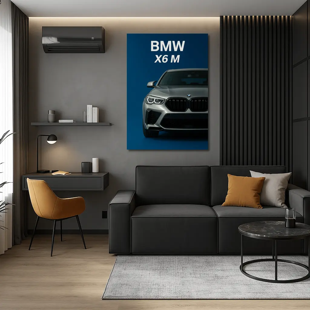BMW X6 M Front View Blue Background – Wall Art