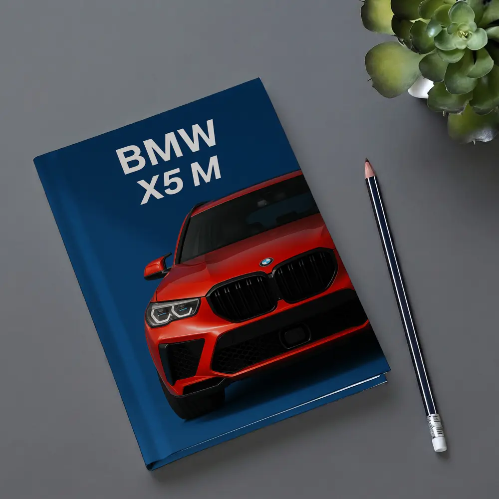 BMW X5 M Red Car Blue Background – Notebooks