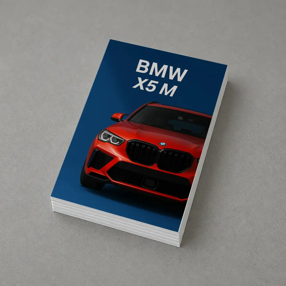 BMW X5 M Red Car Blue Background – Postcards