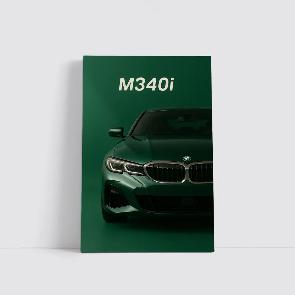 BMW M340i Green Front View Art – Wall Art