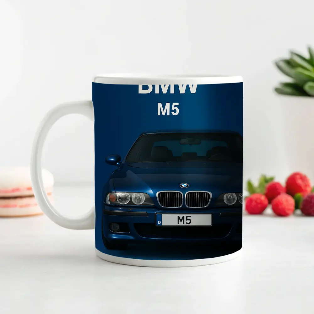 BMW M5 Blue Car Front View – Mugs