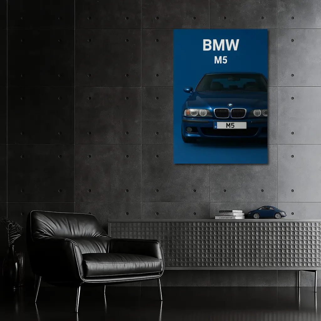 BMW M5 Blue Car Front View – Wall Art