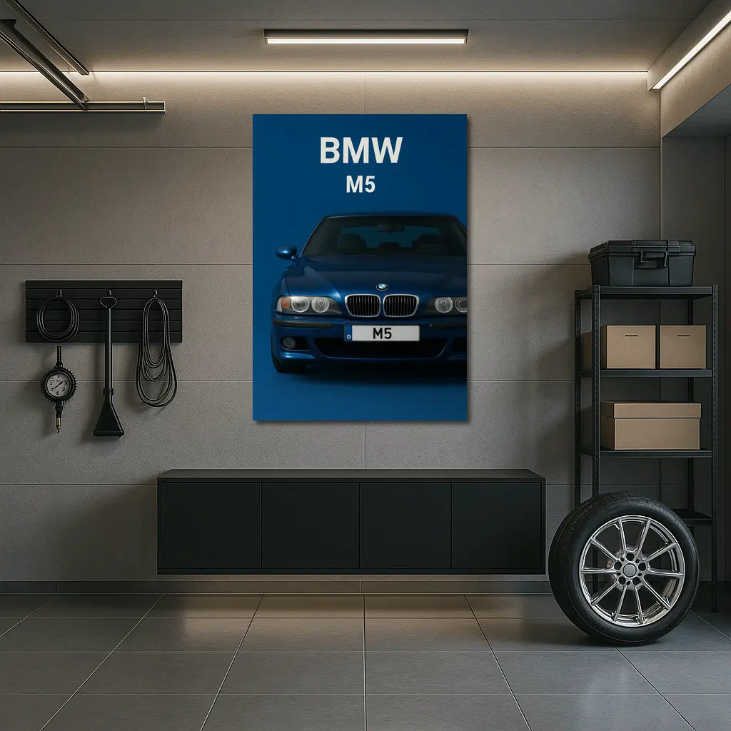 BMW M5 Blue Car Front View – Wall Art