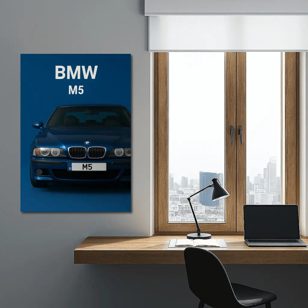 BMW M5 Blue Car Front View – Wall Art