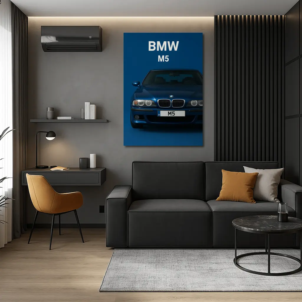BMW M5 Blue Car Front View – Wall Art