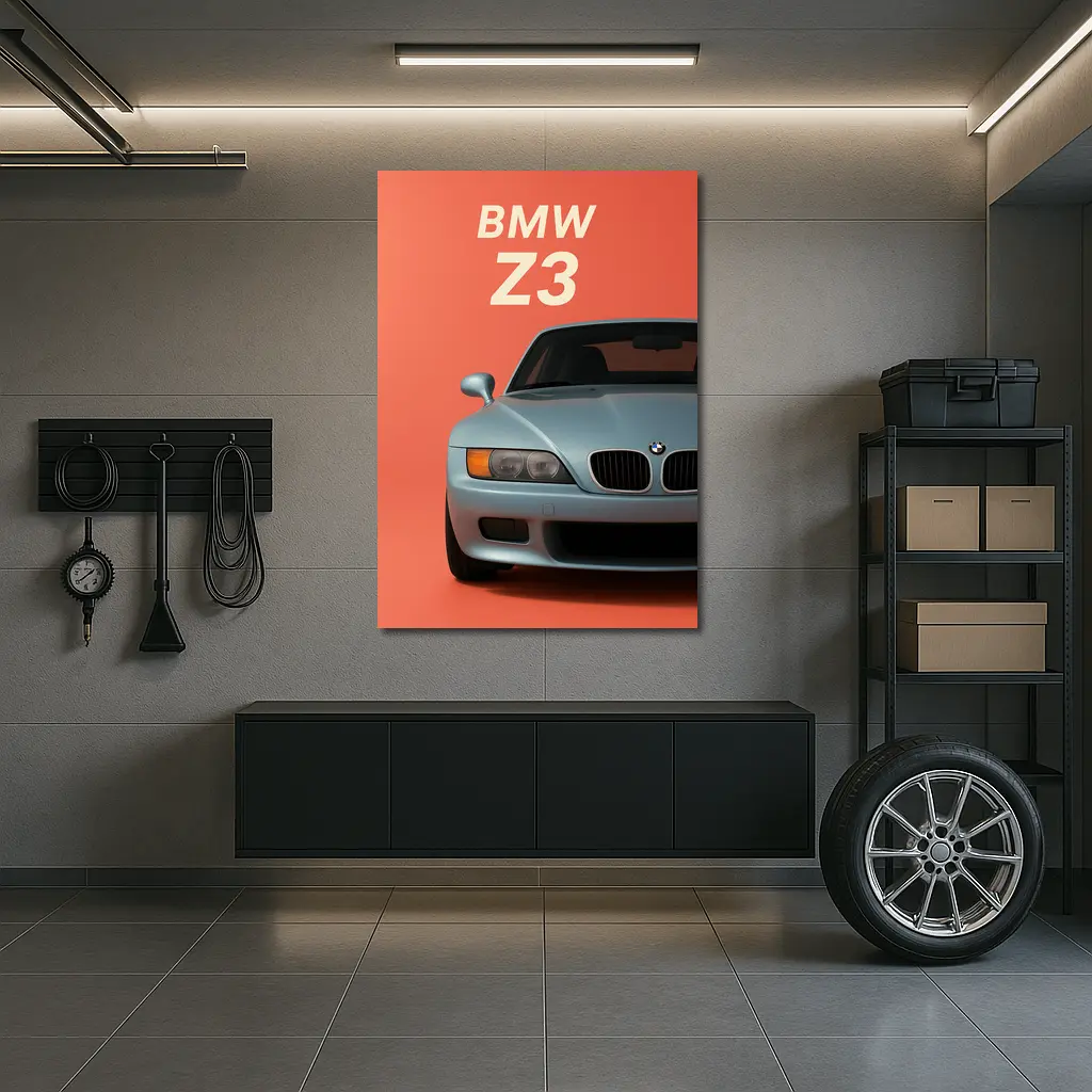 BMW Z3 Front View Coral Background Art – Wall Art
