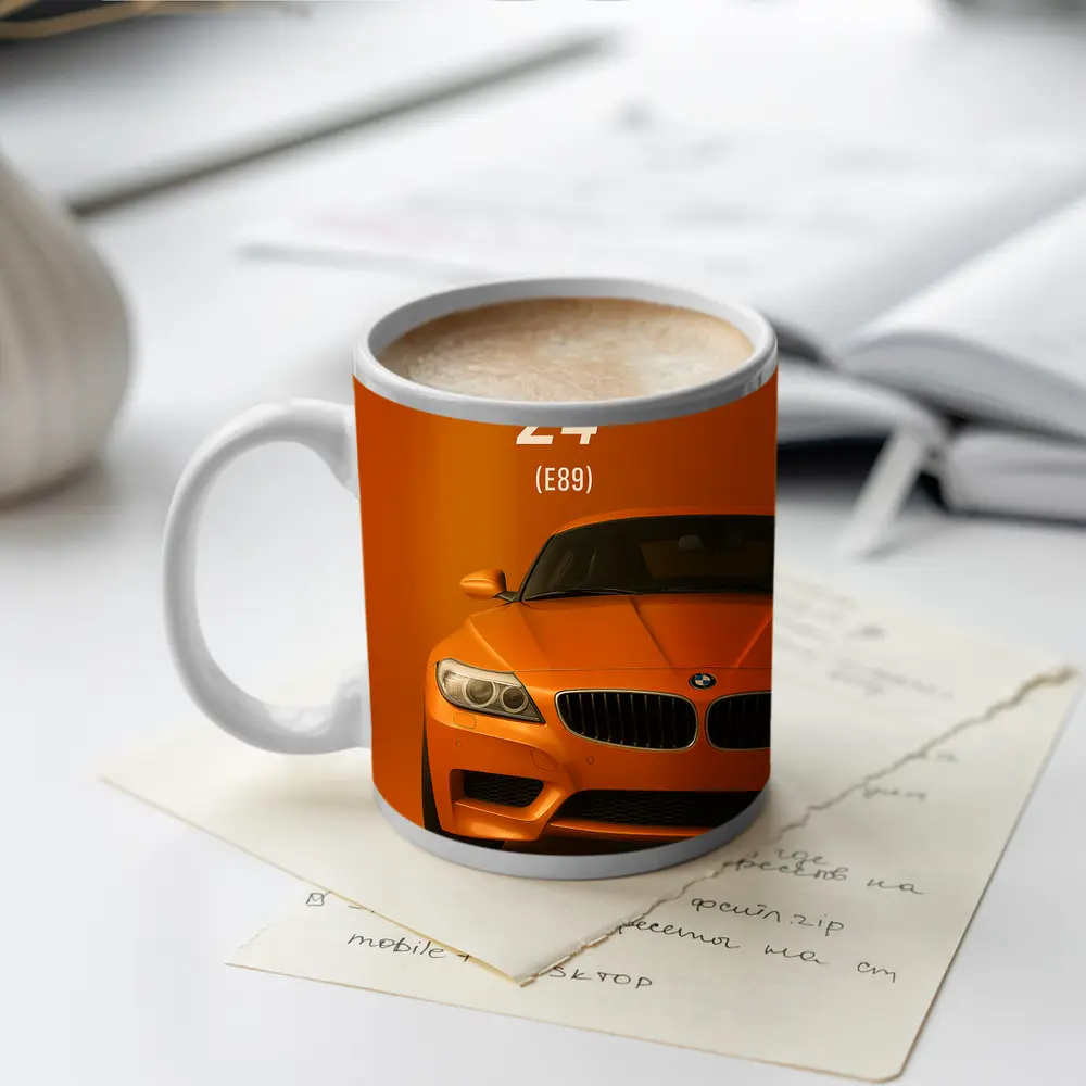 BMW Z4 E89 Orange Minimalist Car Art – Mugs