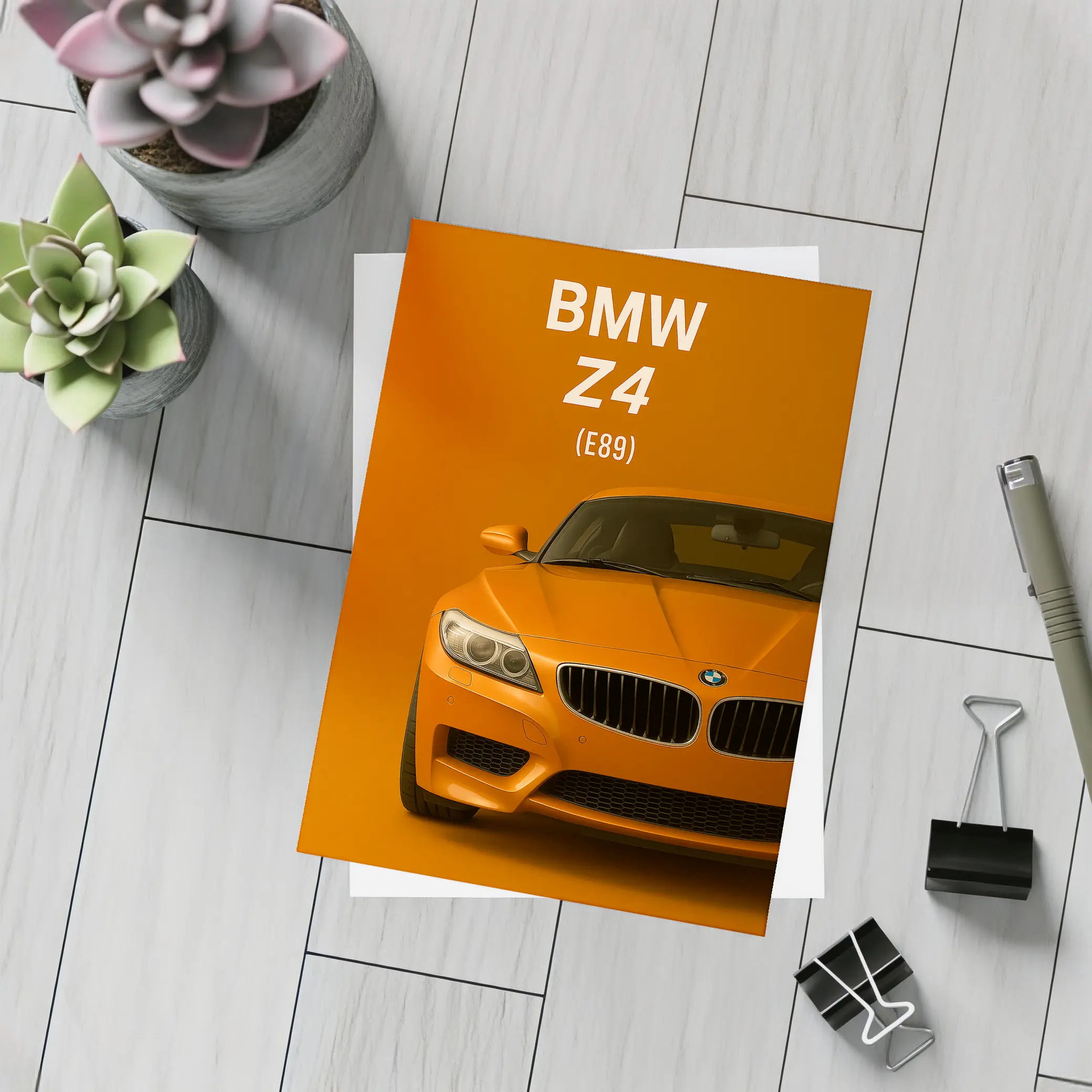 BMW Z4 E89 Orange Minimalist Car Art – Postcards