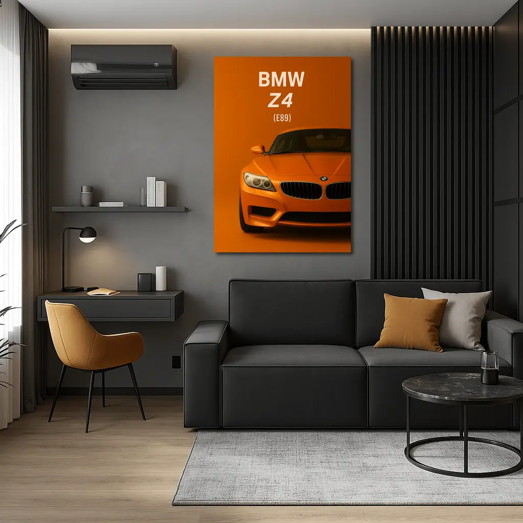 BMW Z4 E89 Orange Minimalist Car Art – Wall Art