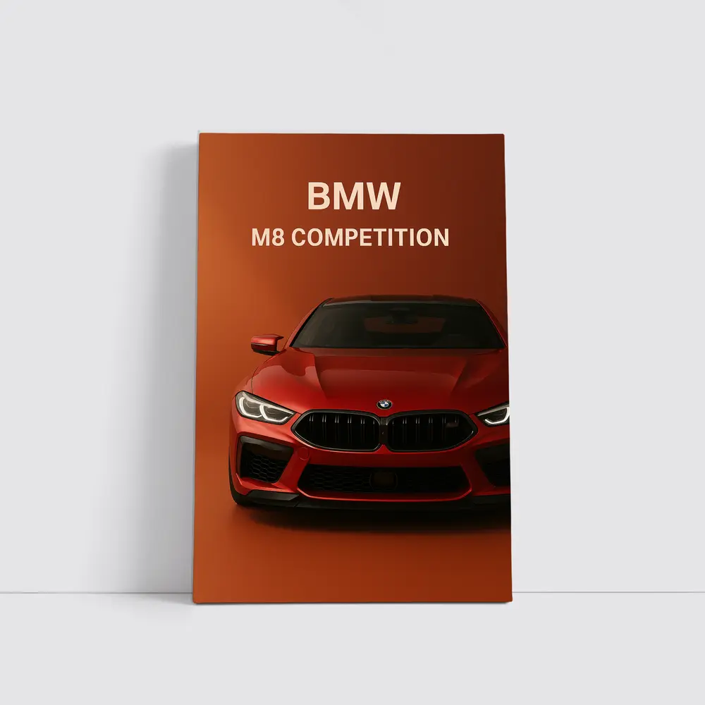 BMW M8 Competition Red Orange Background – Wall Art