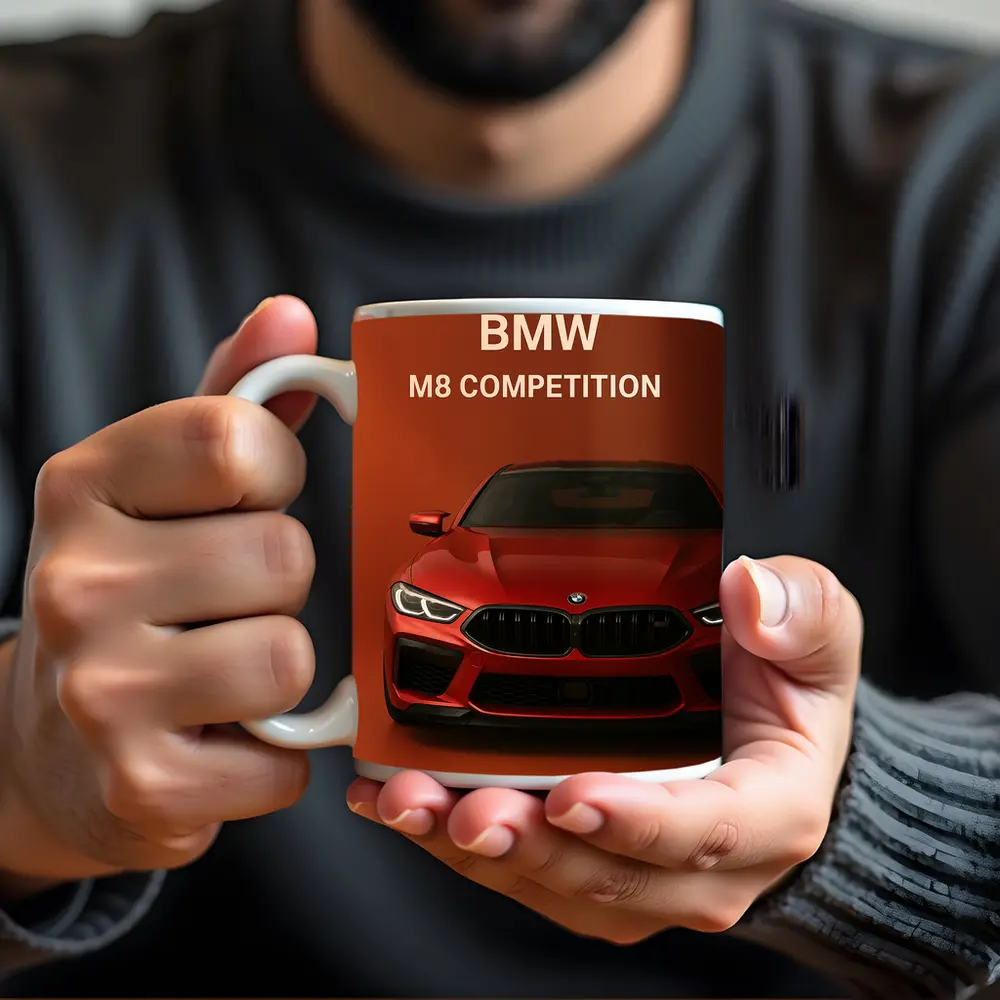 BMW M8 Competition Red Orange Background – Mugs