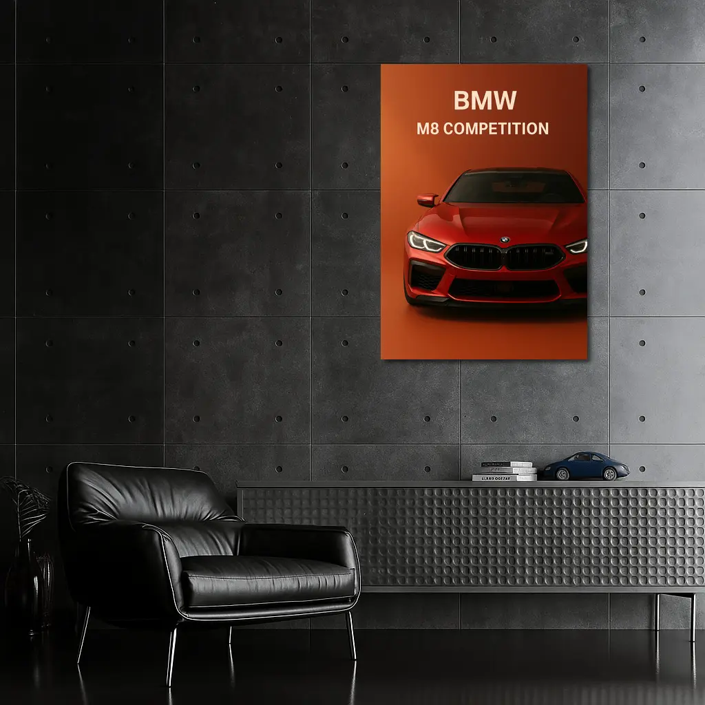 BMW M8 Competition Red Orange Background – Wall Art