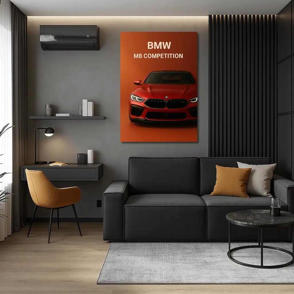 BMW M8 Competition Red Orange Background – Wall Art
