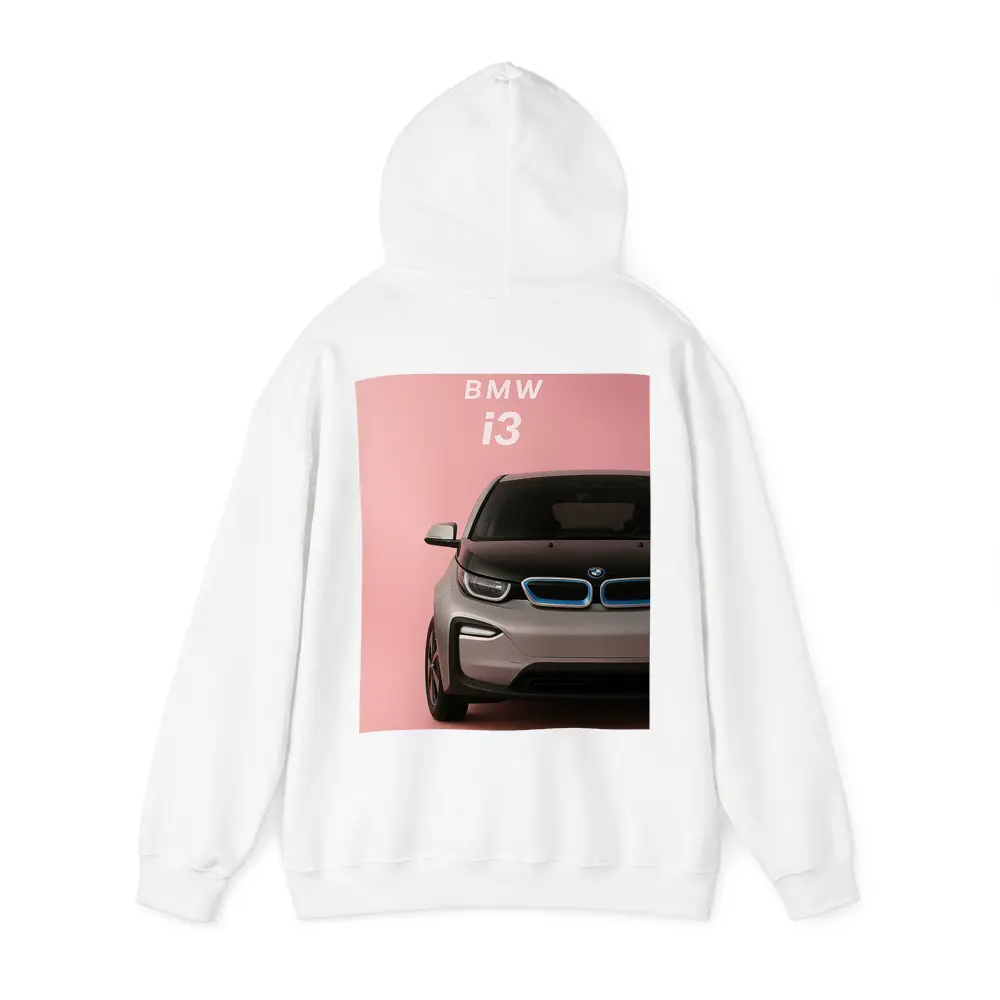 BMW i3 Electric Car Pink Background Art – Hoodies