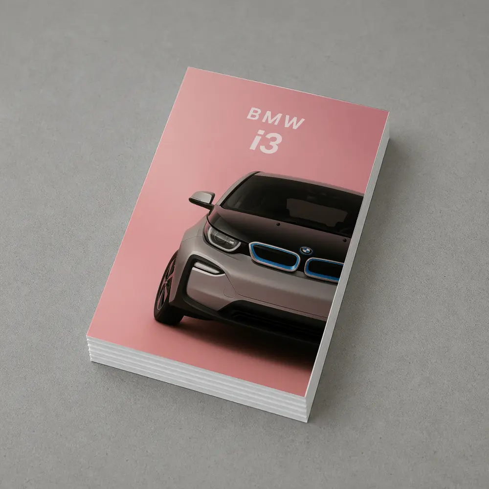 BMW i3 Electric Car Pink Background Art – Postcards