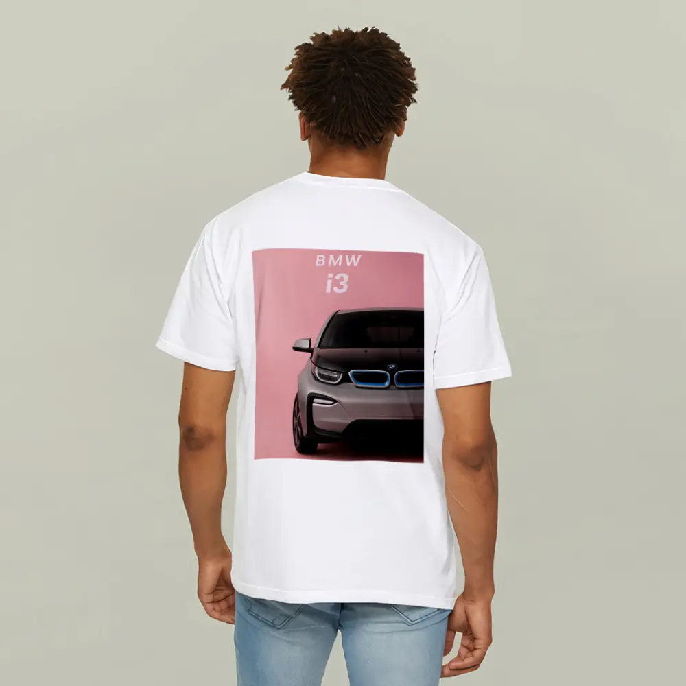 BMW i3 Electric Car Pink Background Art – T-Shirts