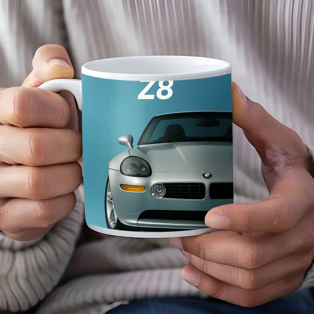 BMW Z8 Silver Car Teal Background – Mugs