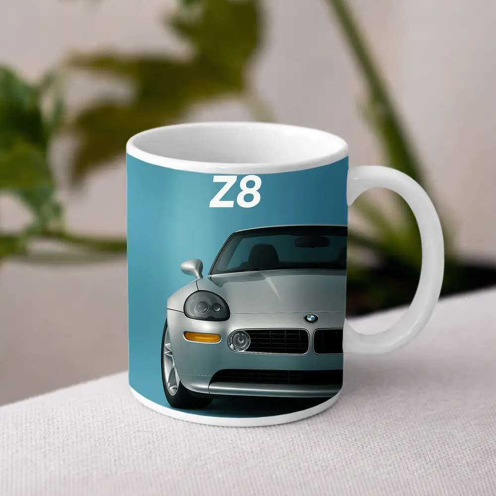 BMW Z8 Silver Car Teal Background – Mugs