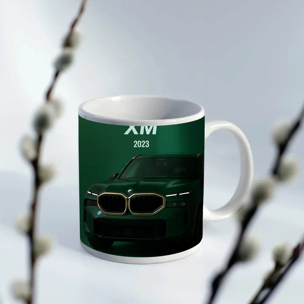 BMW XM Green SUV Dark Background – Mugs