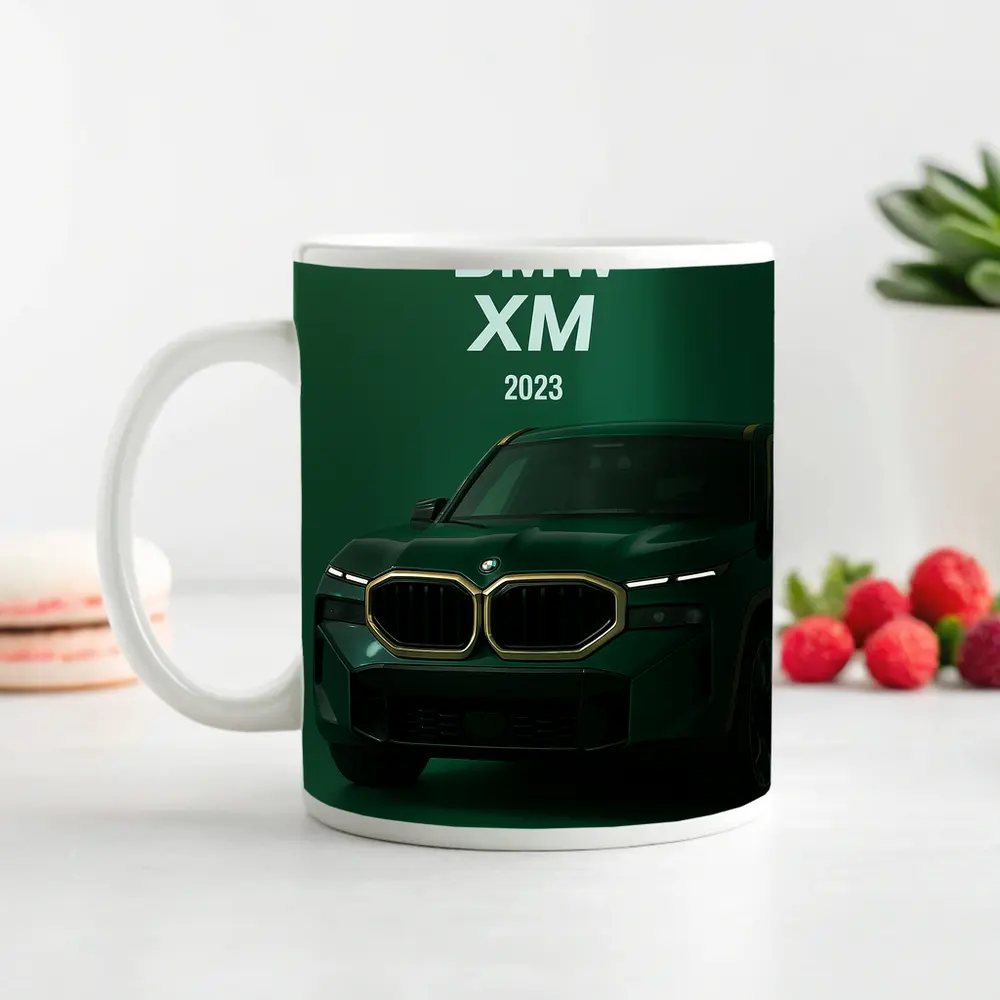 BMW XM Green SUV Dark Background – Mugs