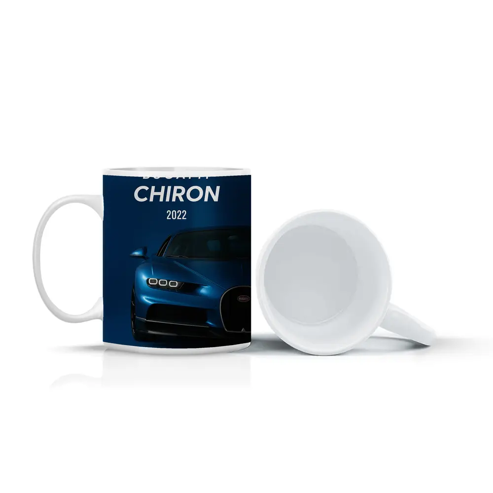 Bugatti Chiron Blue Supercar Dark Background – Mugs